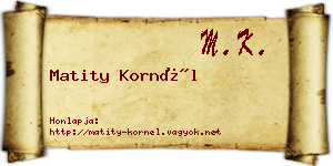 Matity Kornél névjegykártya